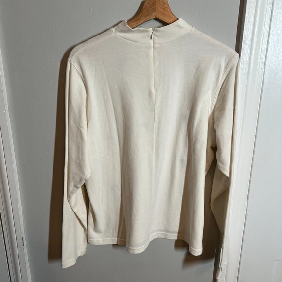 🤍 Vintage Monterey Petites by Koret Embroidered Mock Neck Top | Size Large - Picture 6 of 8